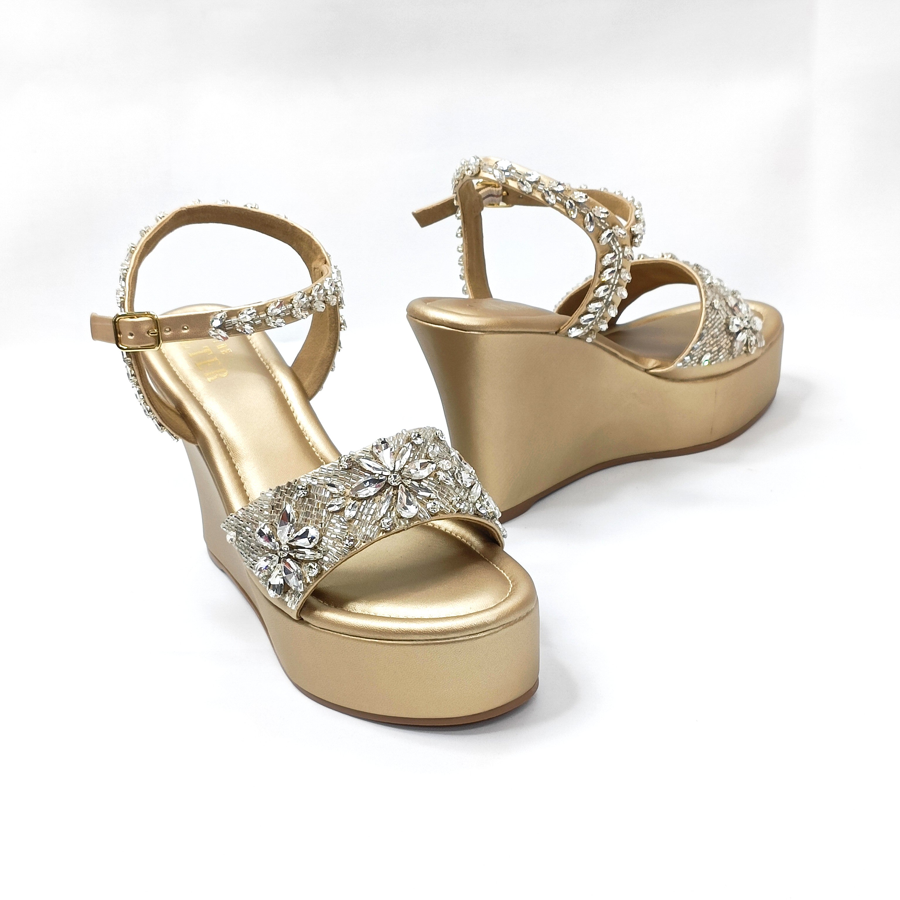 Dress Shoes Gold Heels For Girls Sophia Embellished Wedges THE ALTER Dress Shoes Gold Heels For Girls Sophia Embellished Wedges THE ALTER