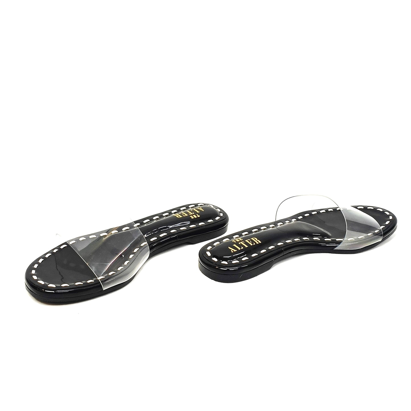 Black & White Clear Strap Flats
