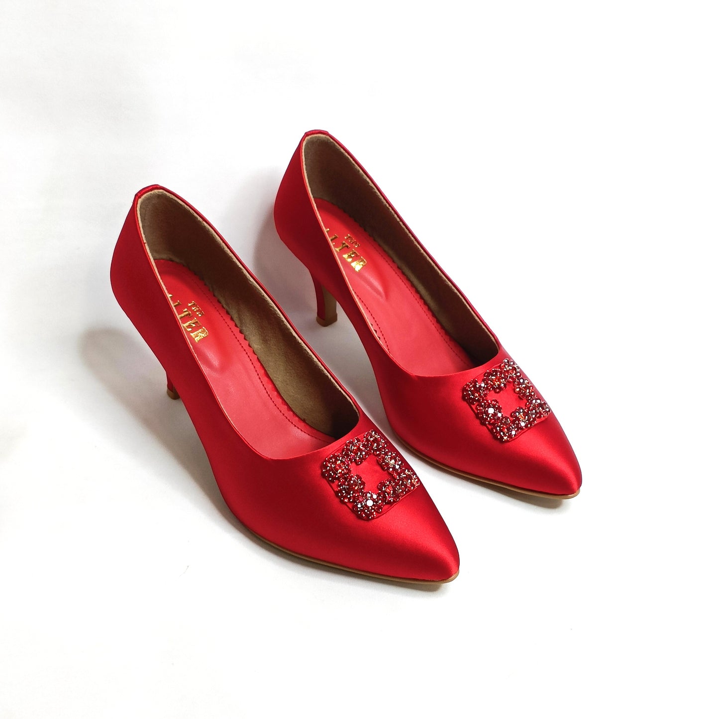 Riona Satin Embellished Pumps