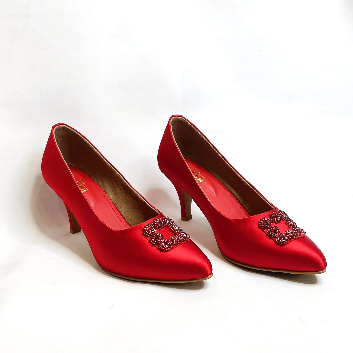 Riona Satin Embellished Pumps