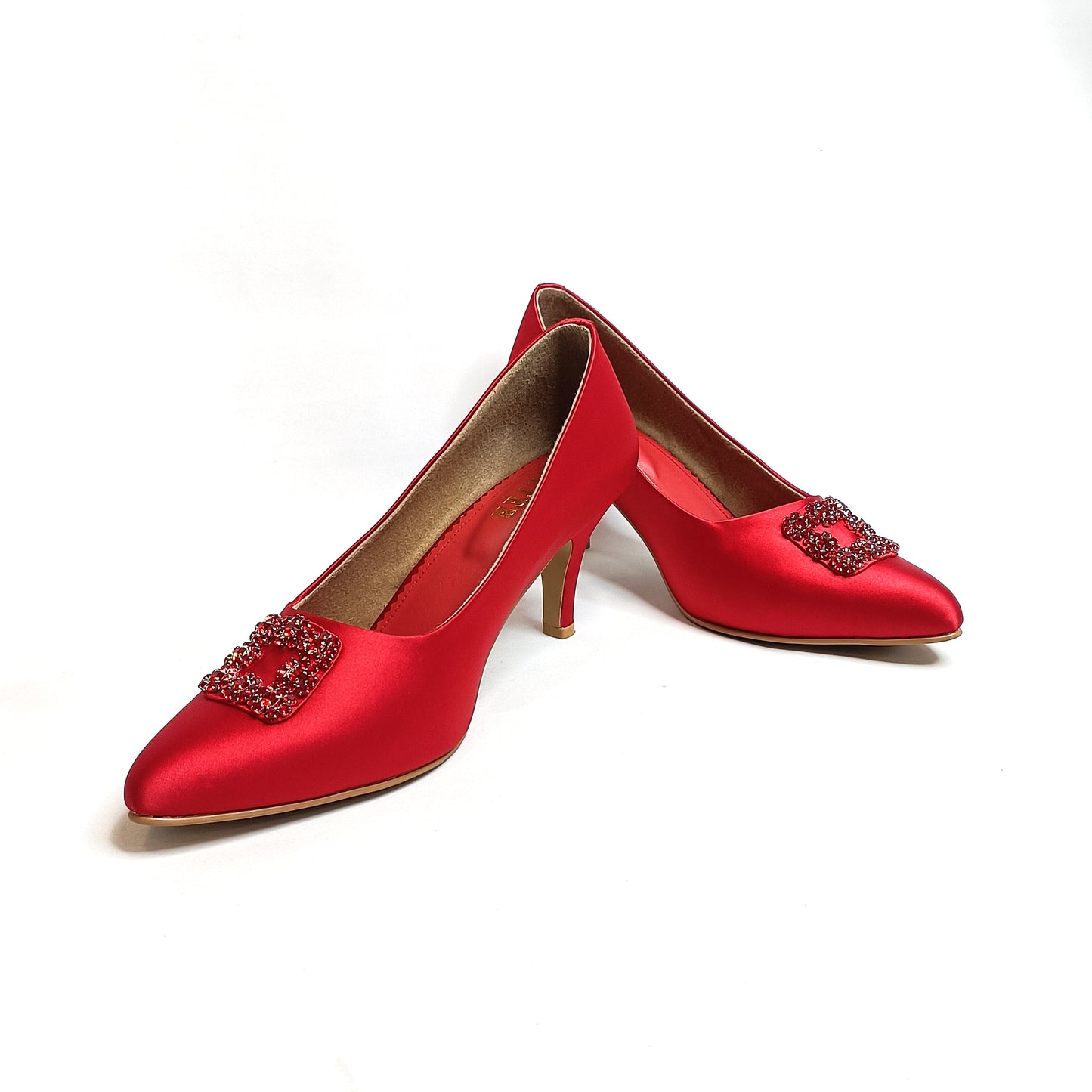 Riona Satin Embellished Pumps