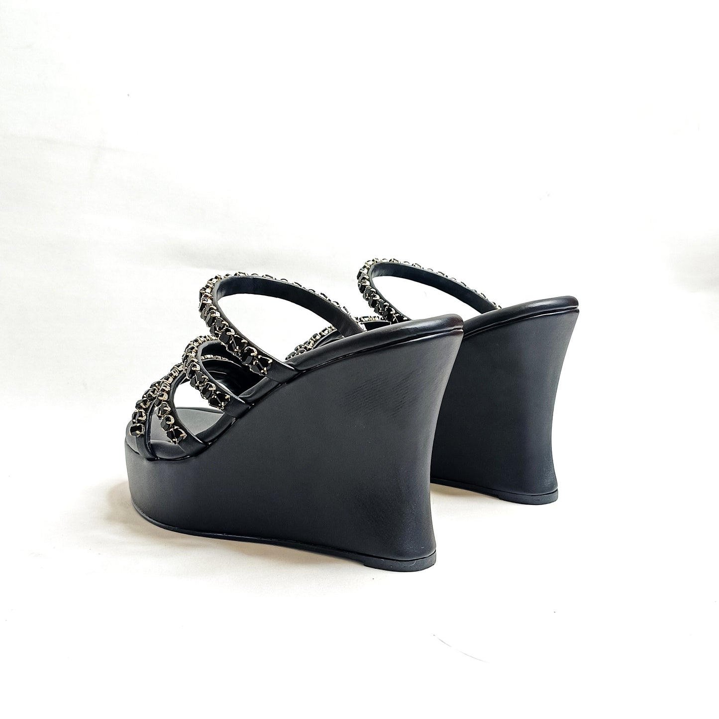 Norah Black Embellished Wedges