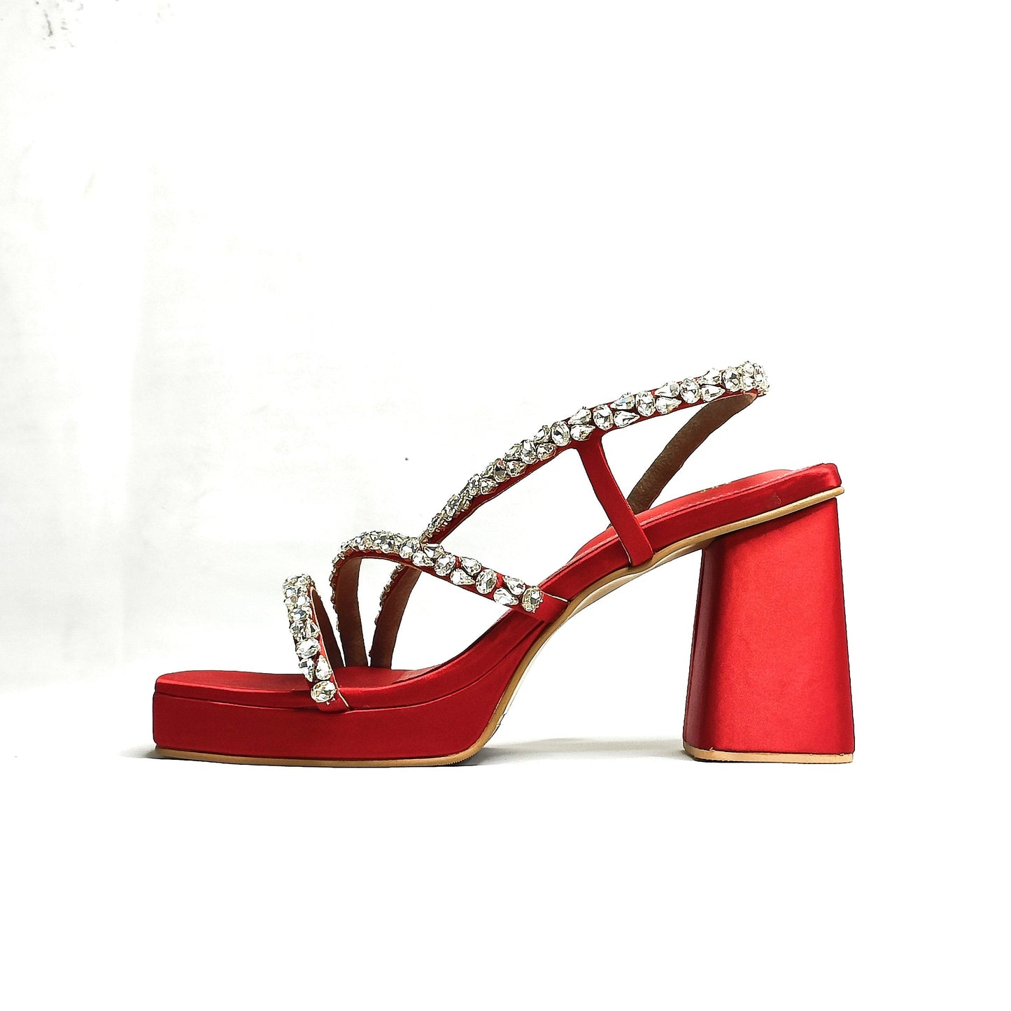 Kiara T shaped Embellished Block Heels