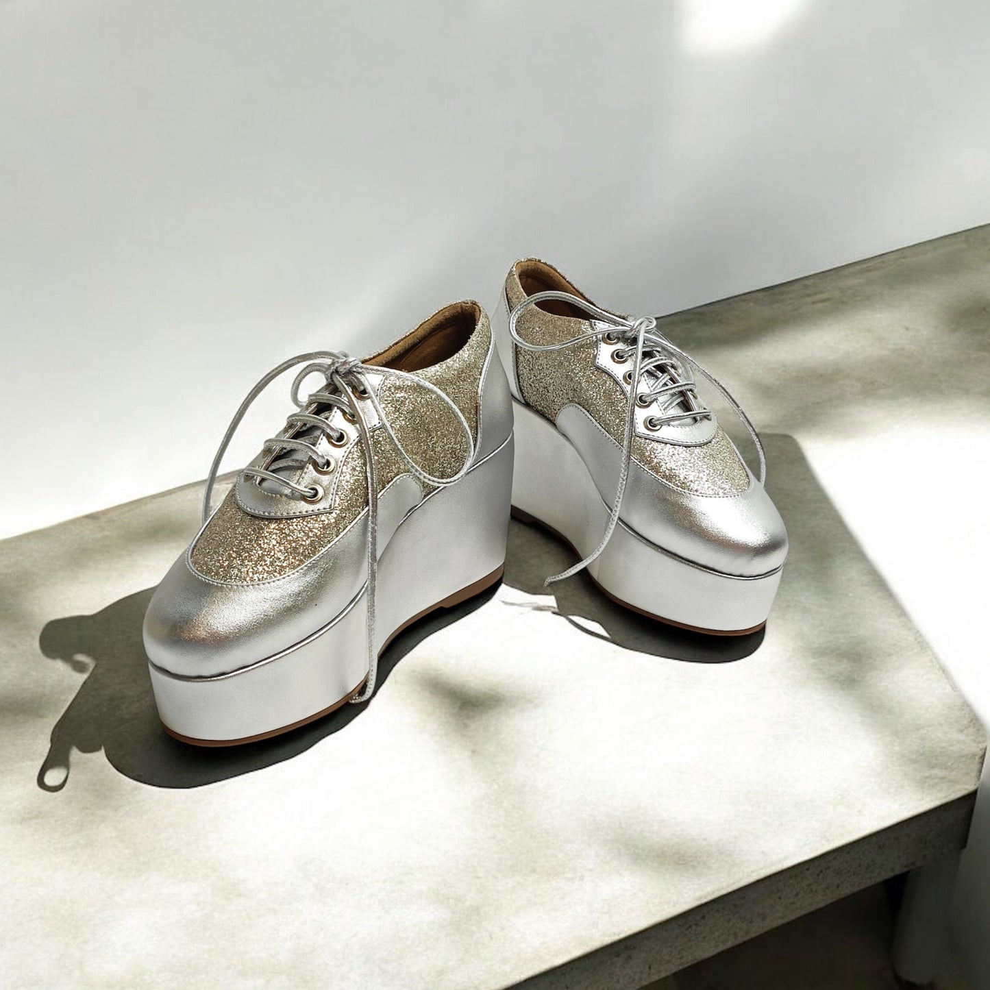 Silver Shimmer Platform Sneakers