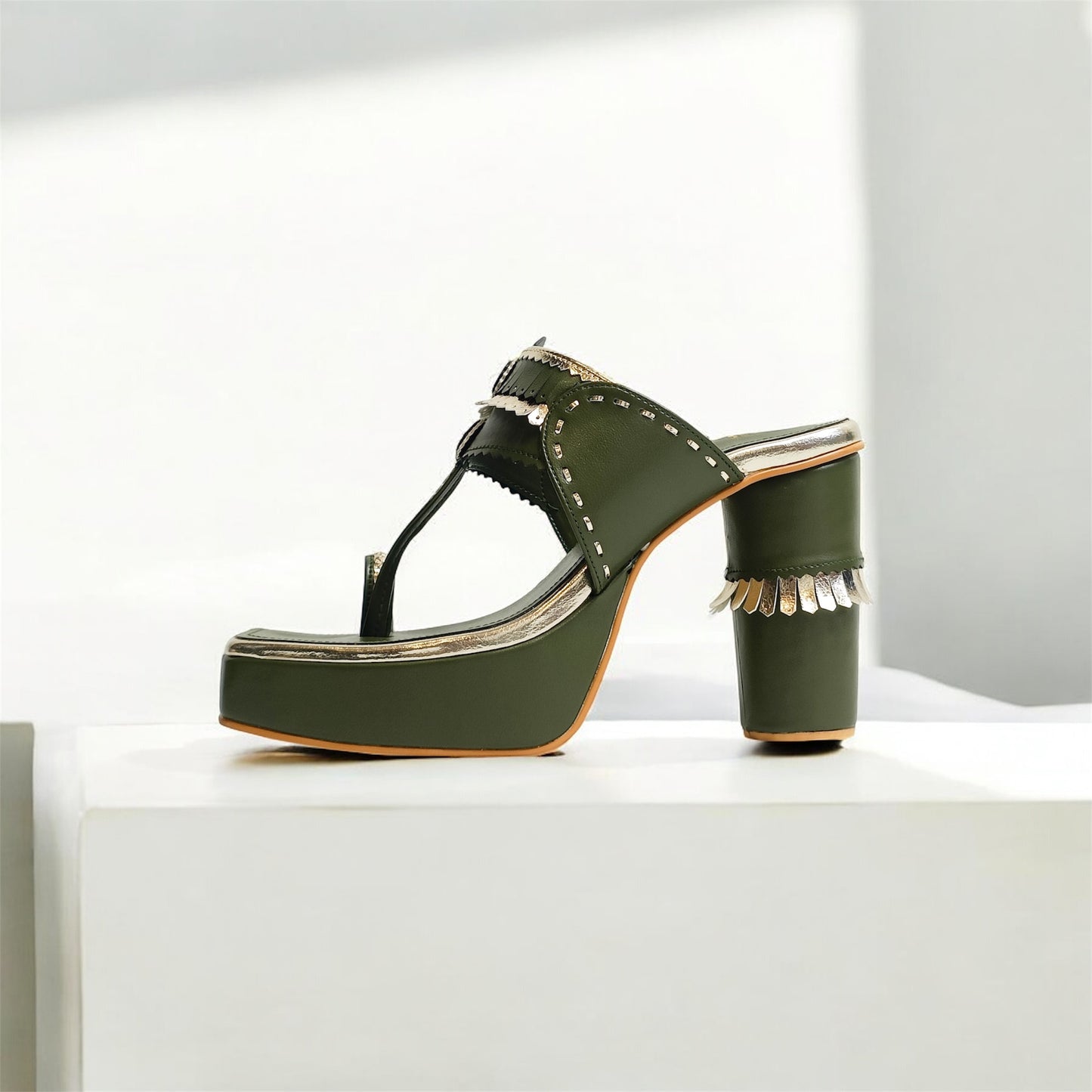 Maahira T Shaped Kohla Block Heels