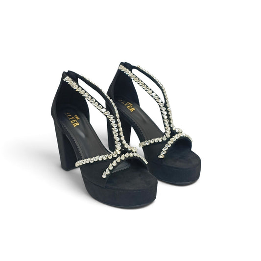 Angela Embellished Platform Block Heels