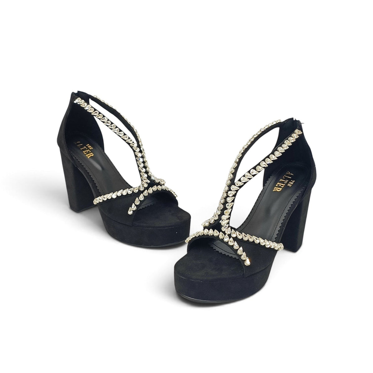 Angela Embellished Platform Block Heels