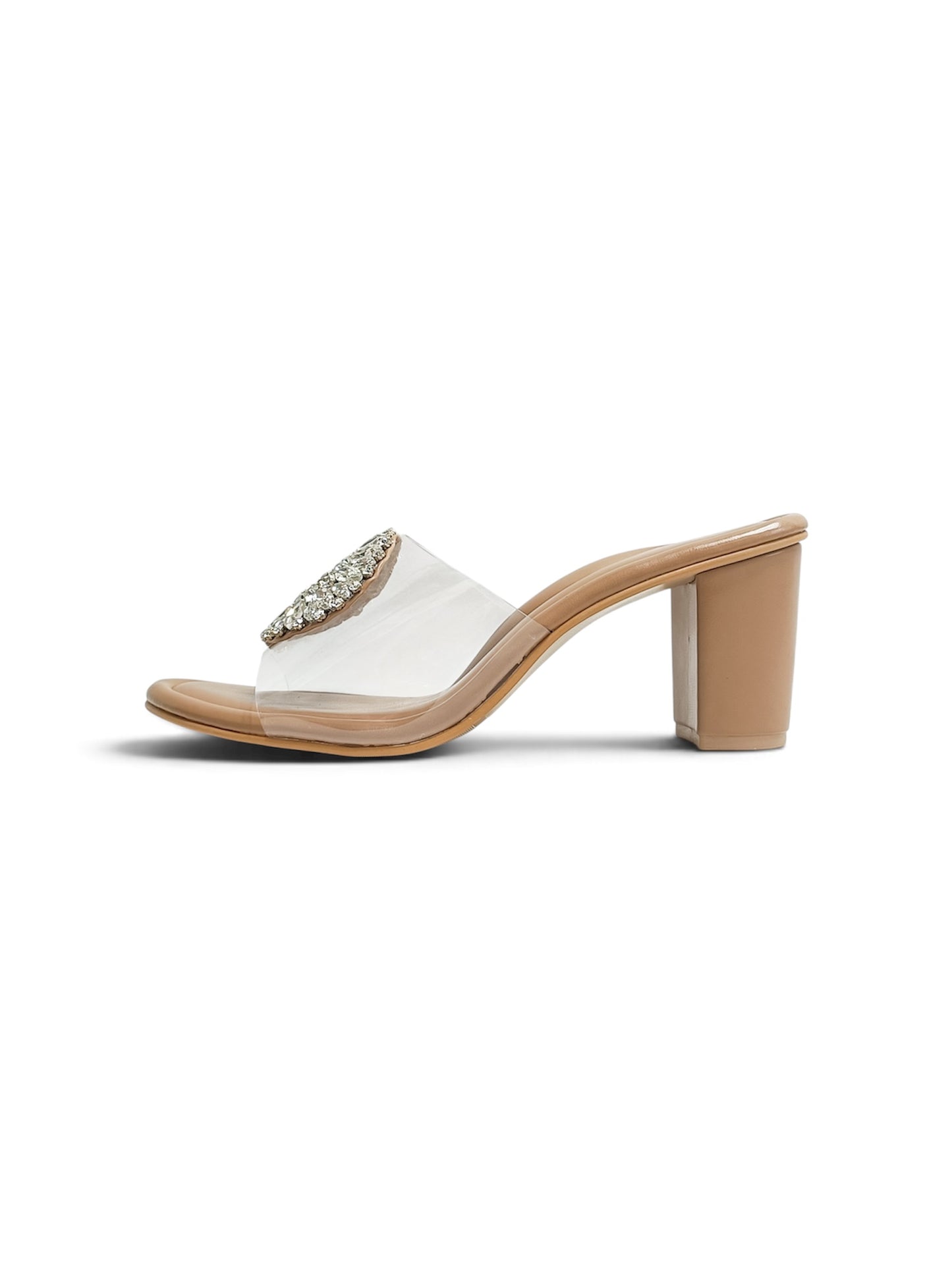 Open Toe Embellished Block Heels