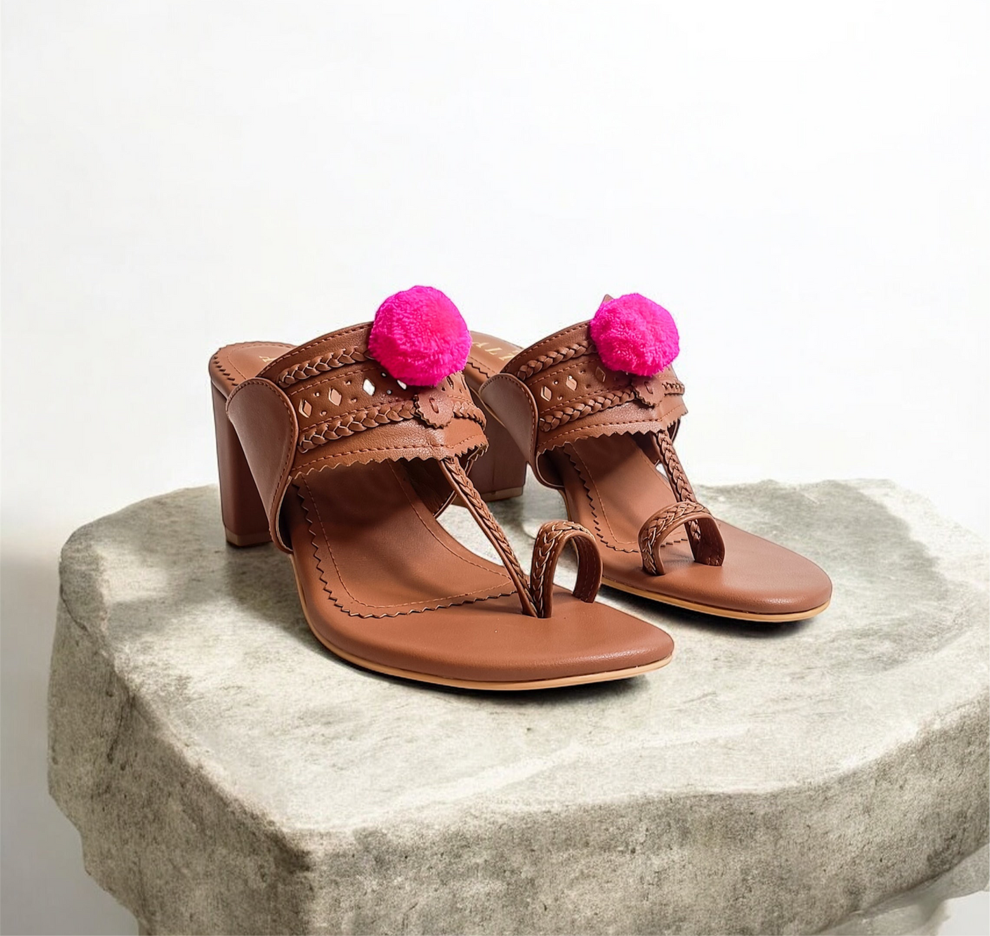 Pom Pom Kohla Block Heels