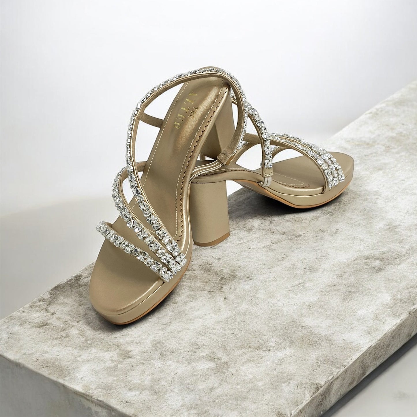 Kiara Embellished Platform Block Heels