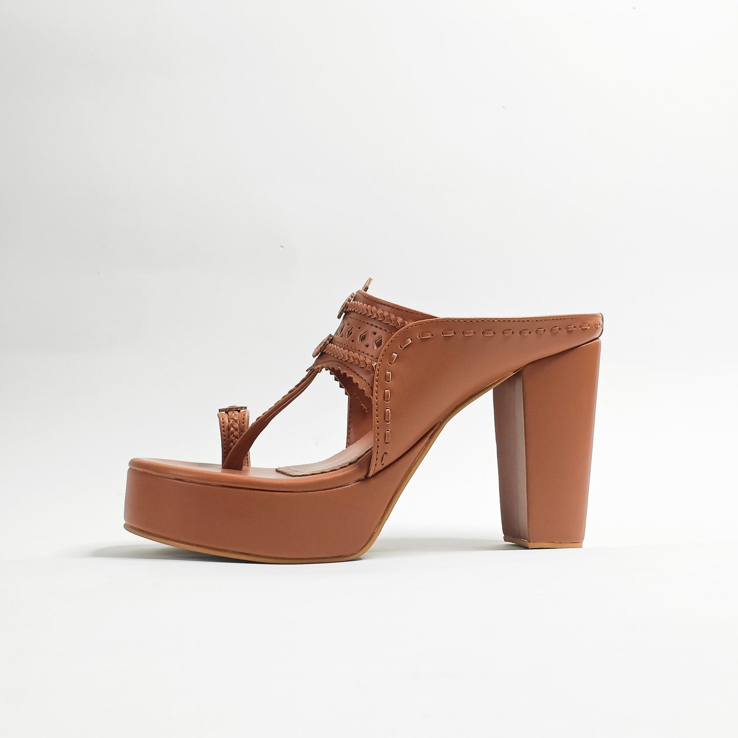 Aisha Gold Kohla Platform Block Heels