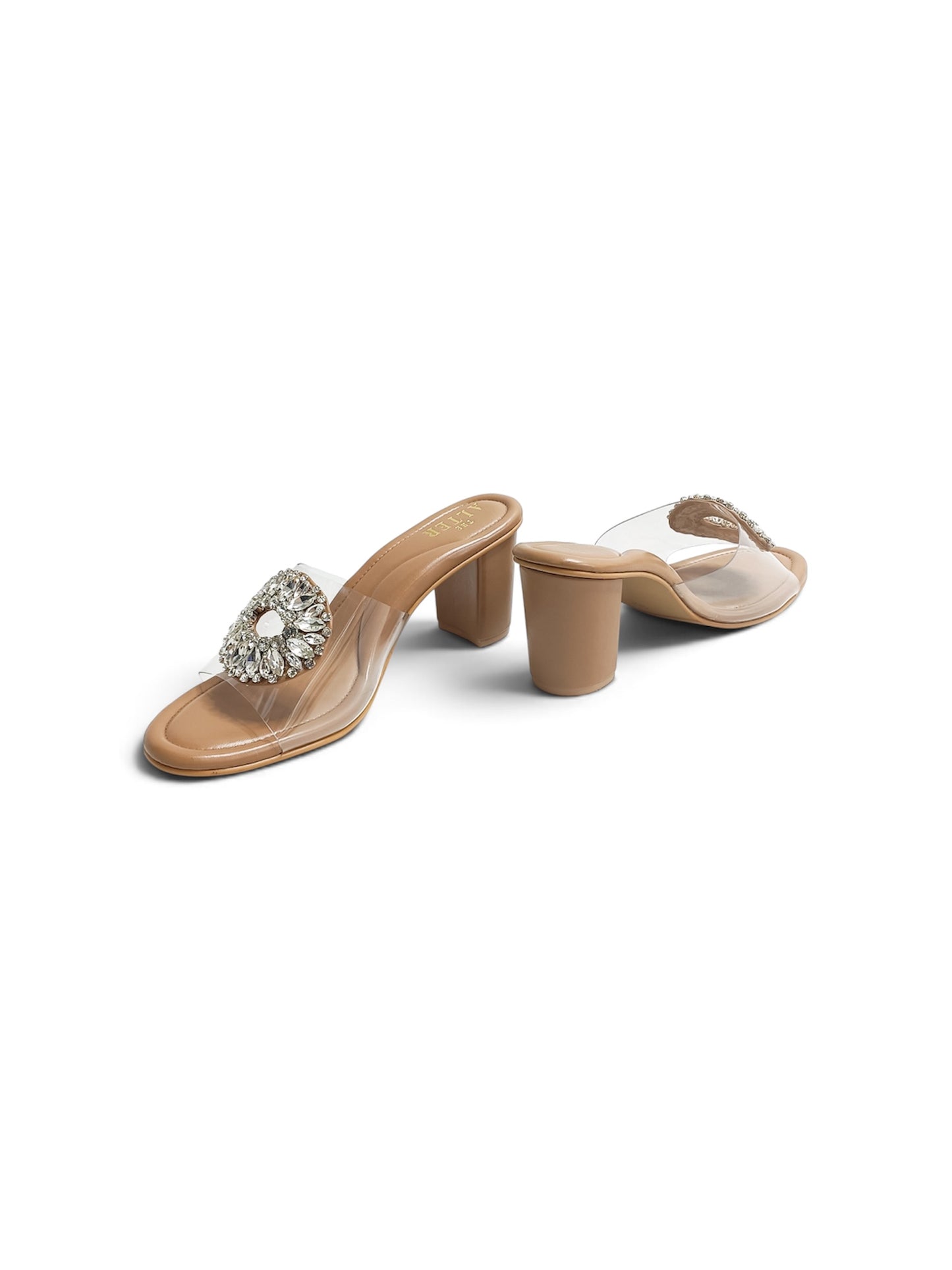 Open Toe Embellished Block Heels