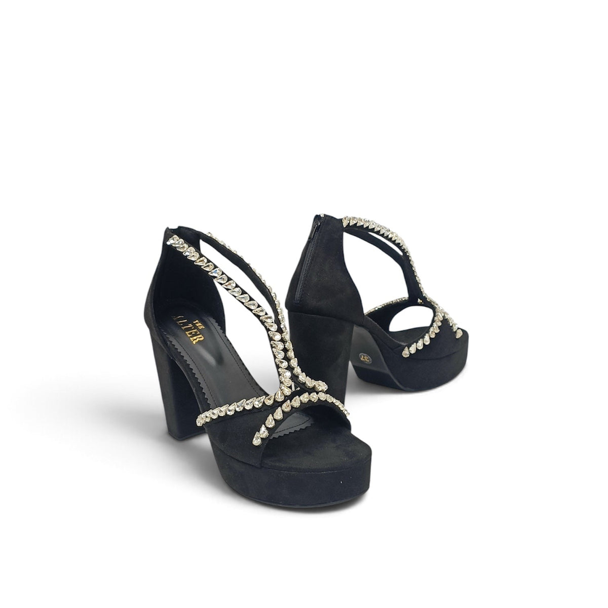 Angela Embellished Platform Block Heels