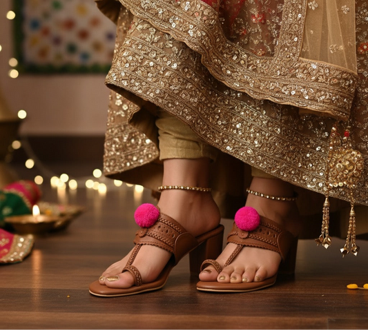 Pom Pom Kohla Block Heels
