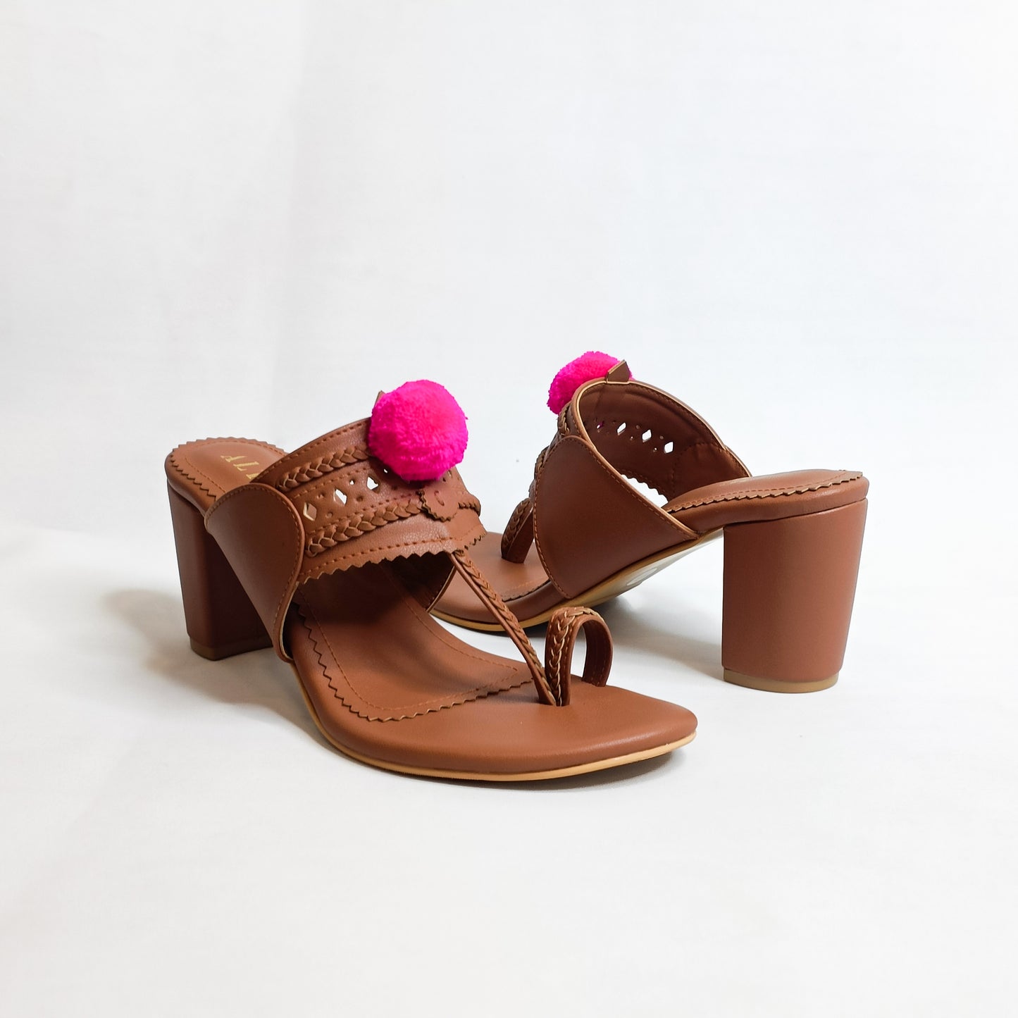 Pom Pom Kohla Block Heels