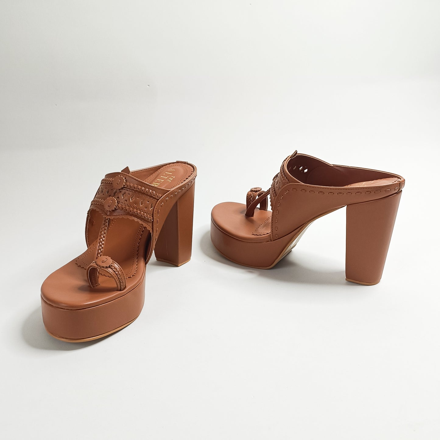 Aisha Gold Kohla Platform Block Heels