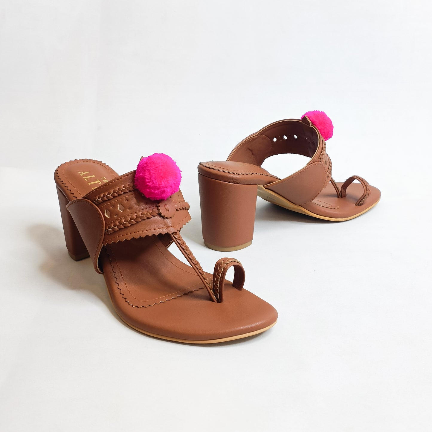 Pom Pom Kohla Block Heels