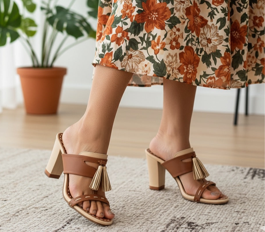Tassel Color Block Heels