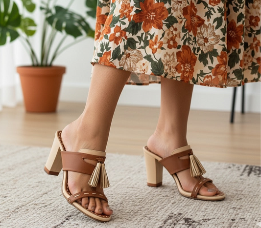 Tassel Color Block Heels