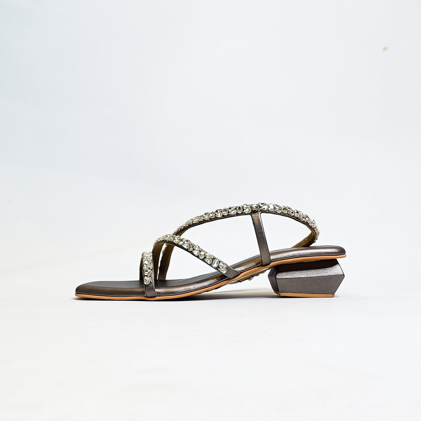 Kiara T shaped Embellished Block Heels