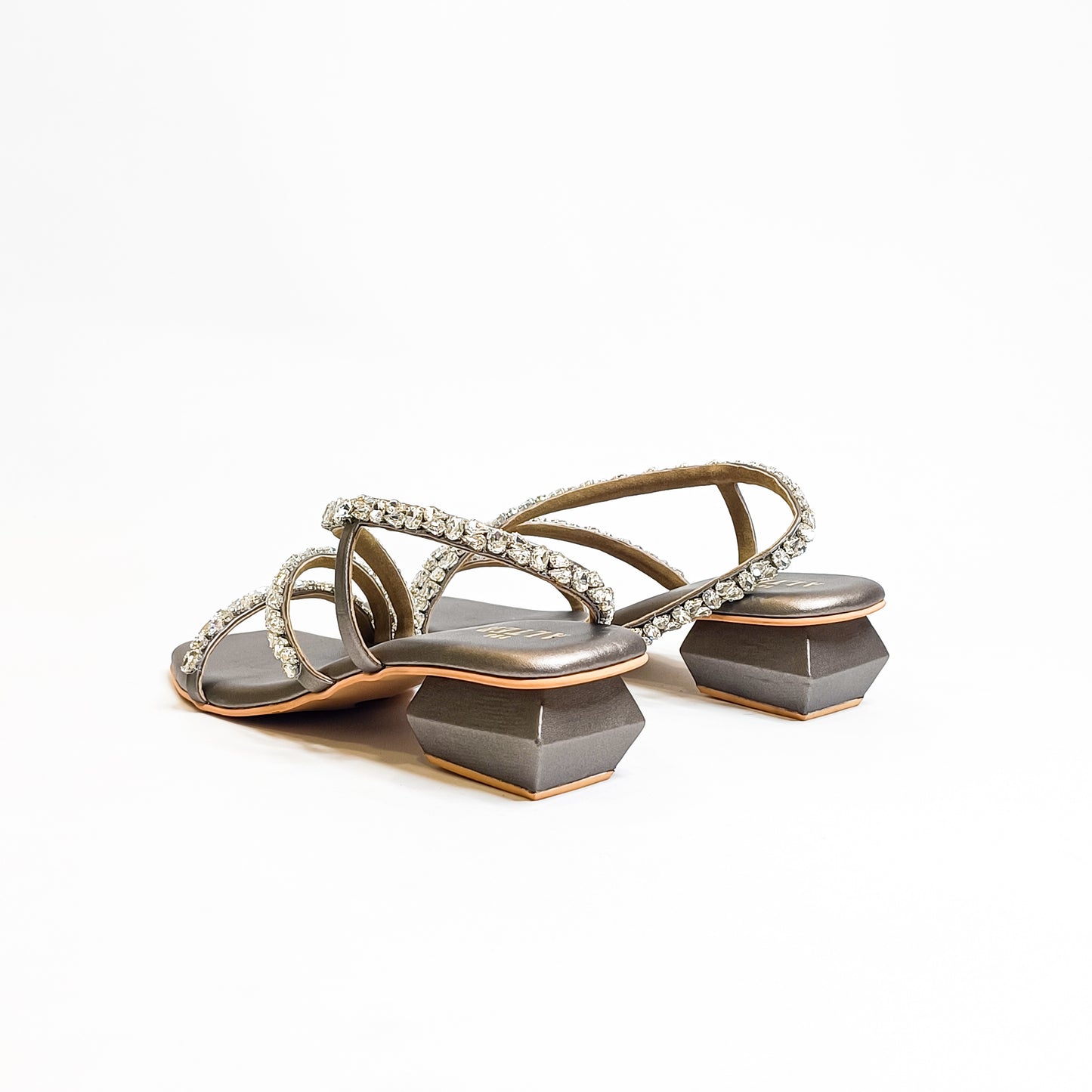 Kiara T shaped Embellished Block Heels