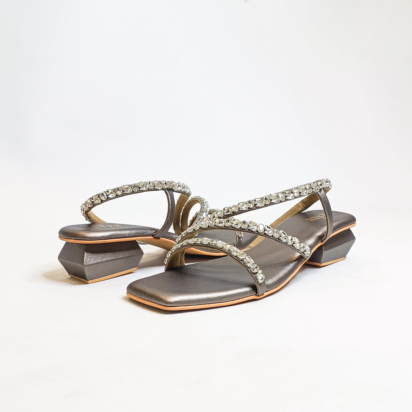 Kiara T shaped Embellished Block Heels