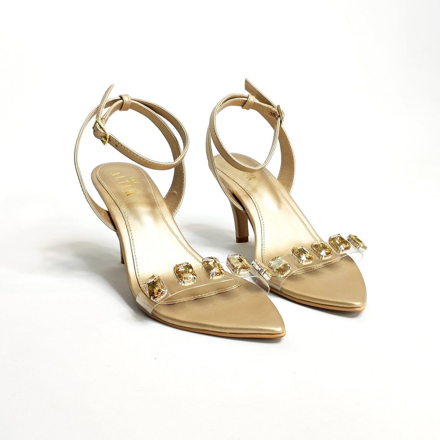 Embellished Clear Strap Stilettos