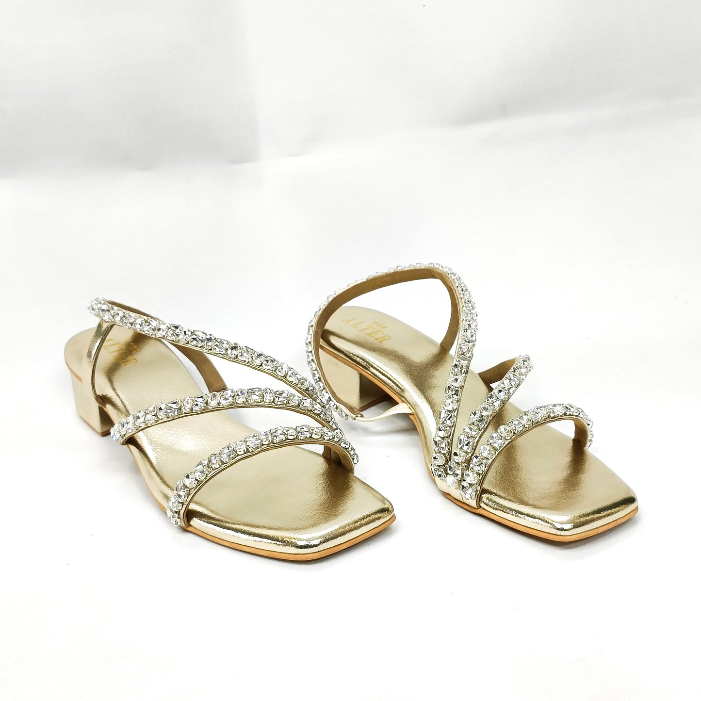Kiara T shaped Embellished Block Heels