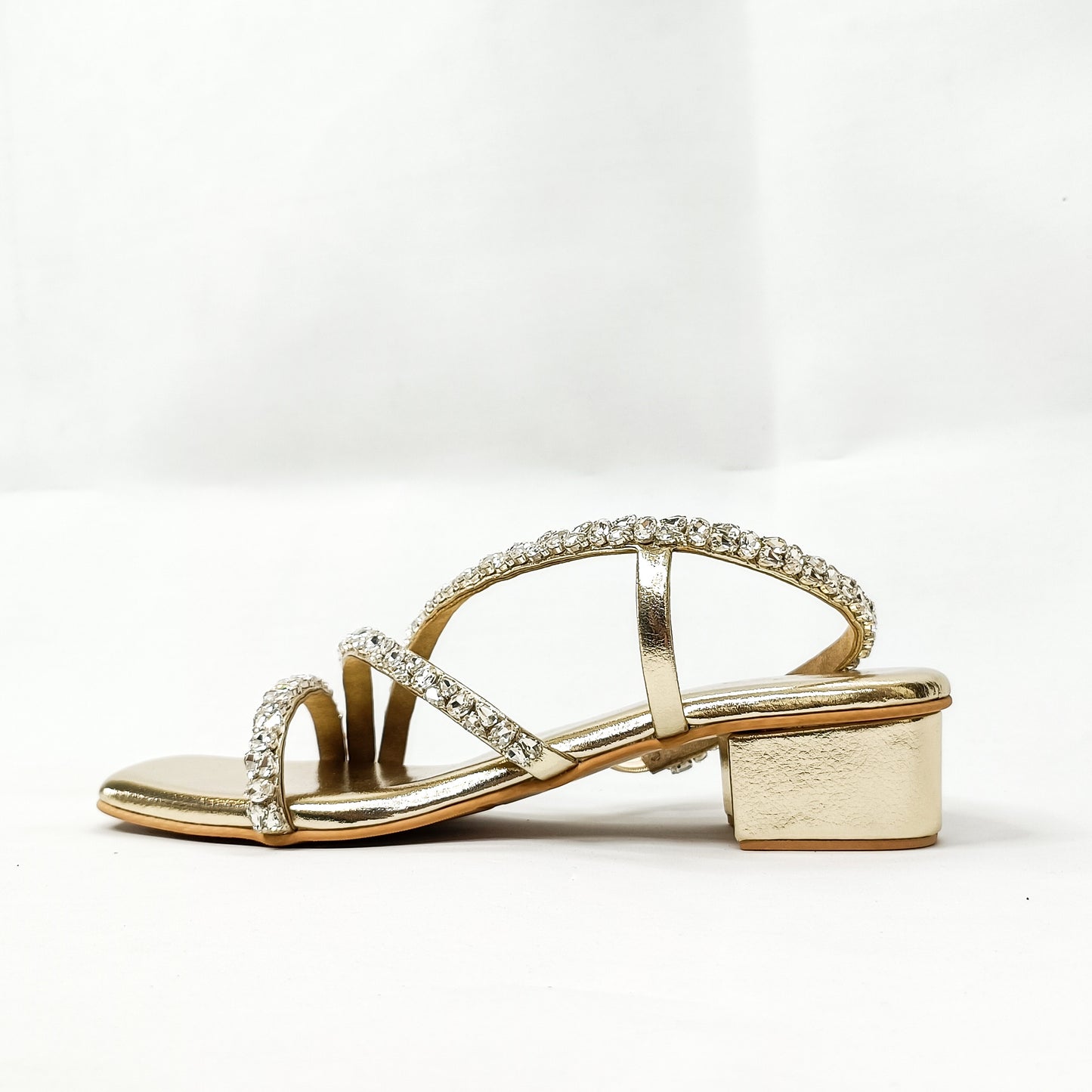 Kiara T shaped Embellished Block Heels