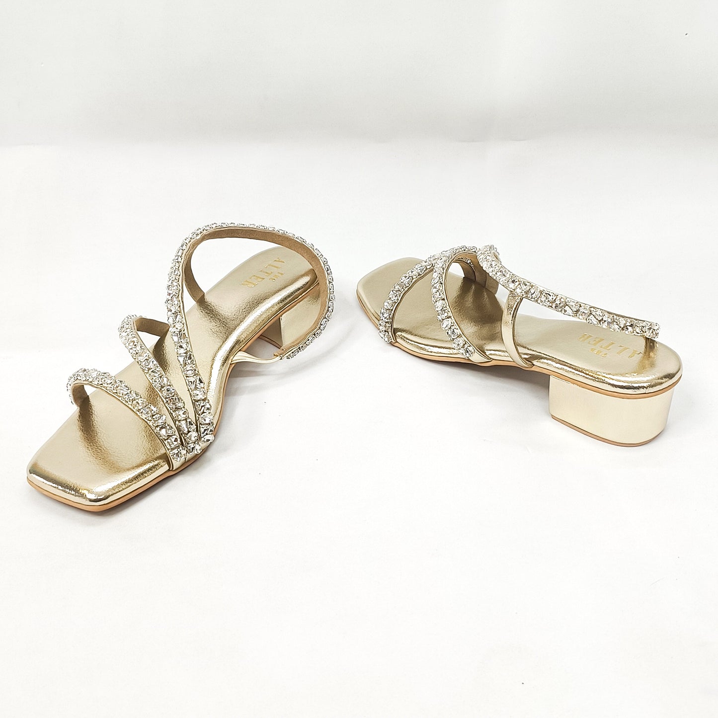 Kiara T shaped Embellished Block Heels