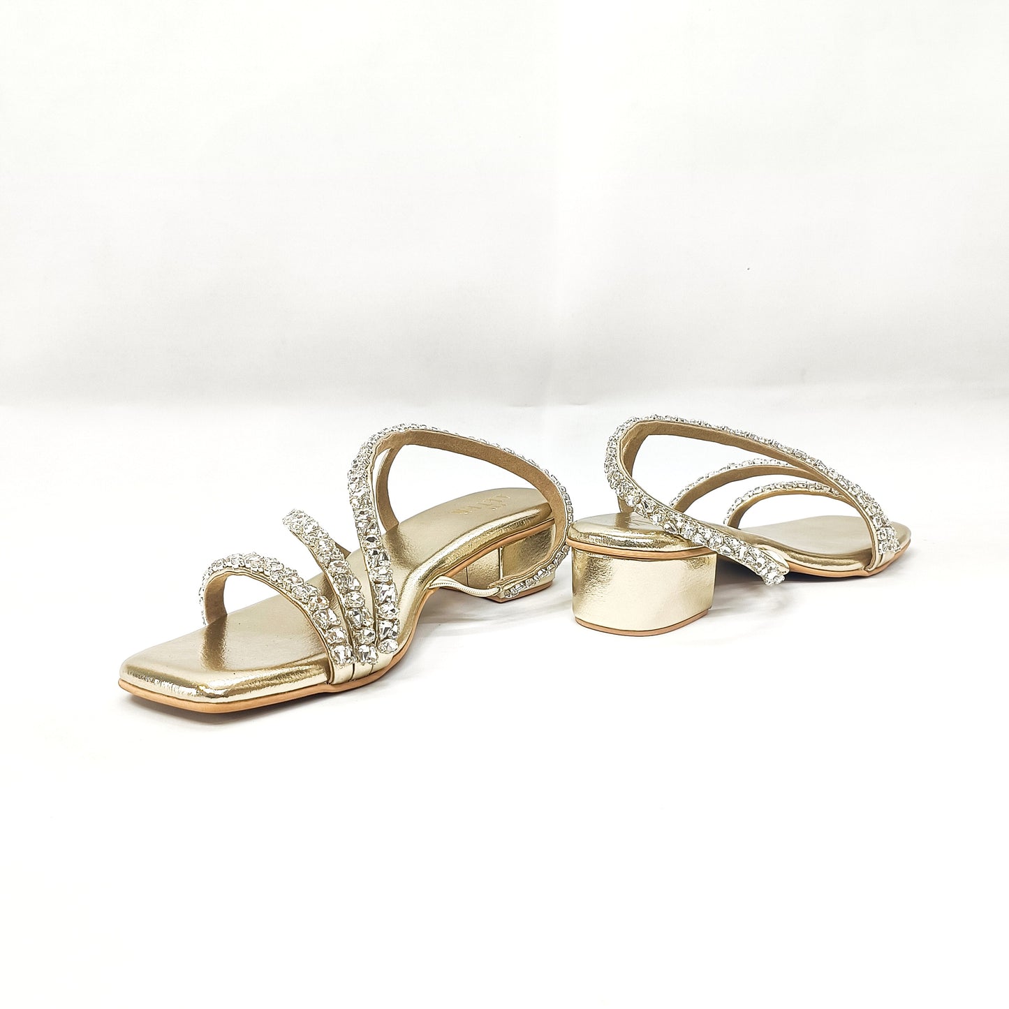 Kiara T shaped Embellished Block Heels