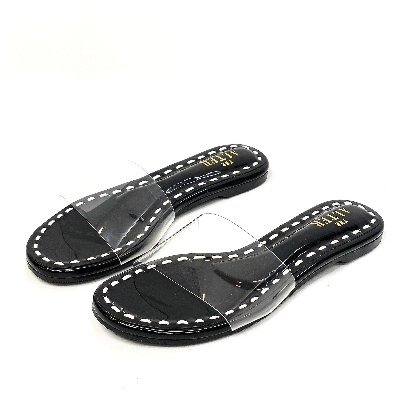 Black & White Clear Strap Flats