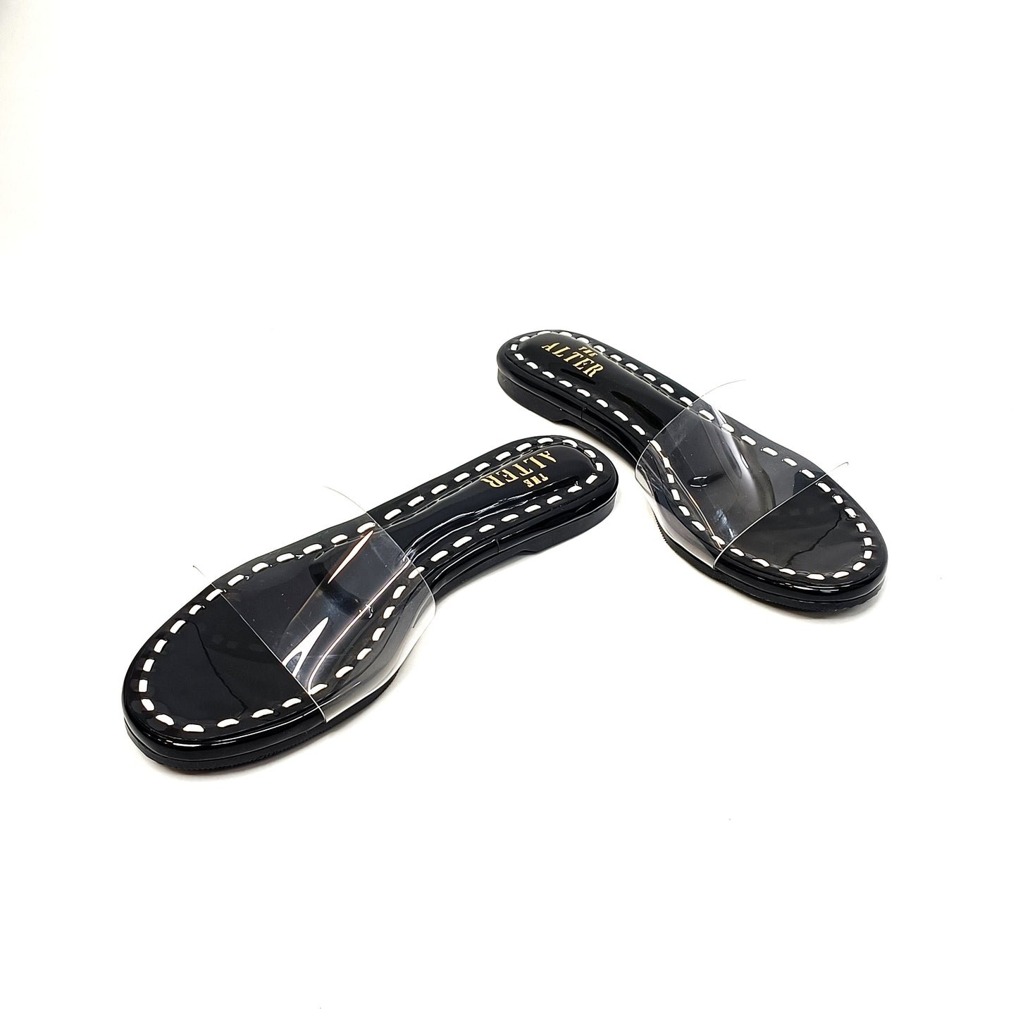 Black & White Clear Strap Flats