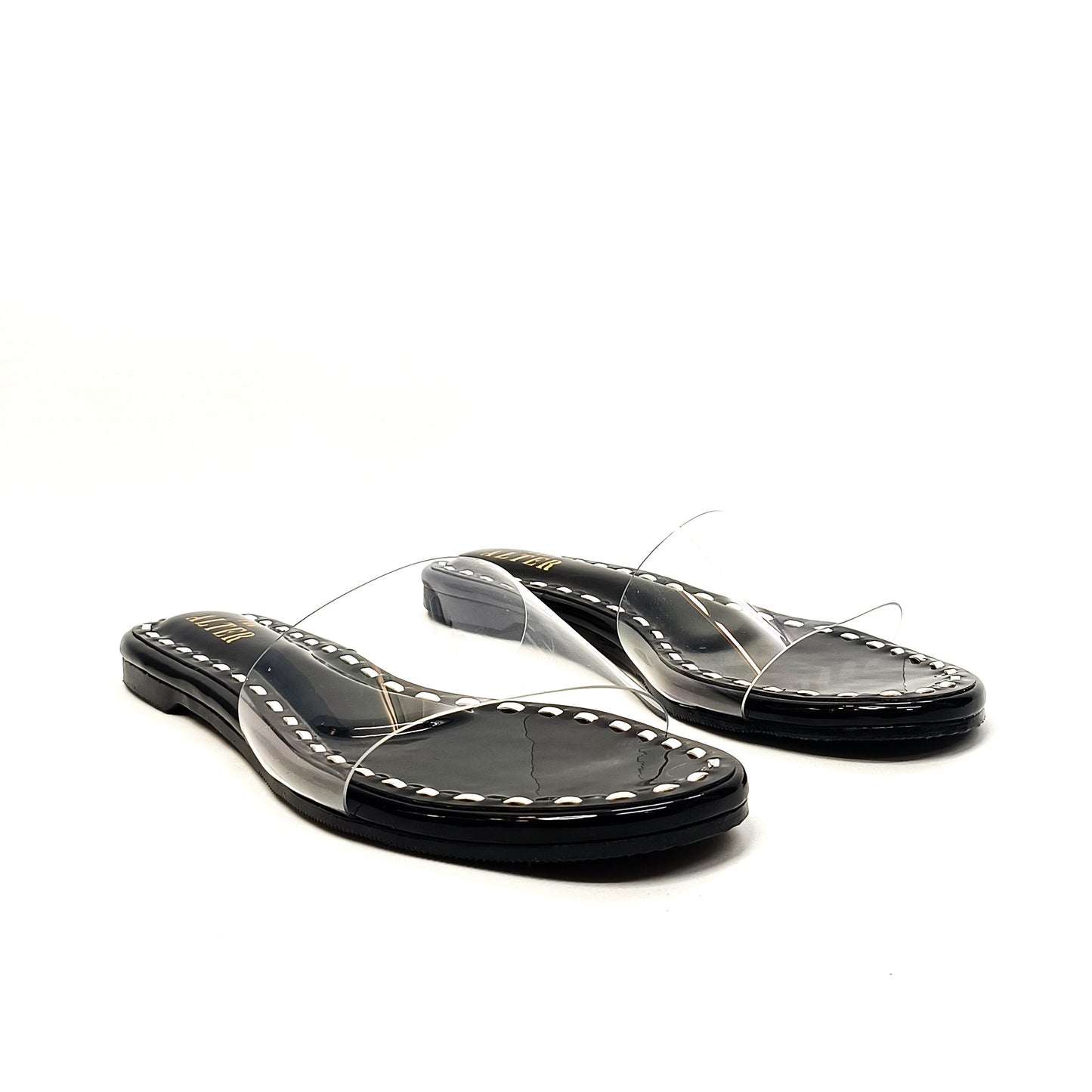 Black & White Clear Strap Flats