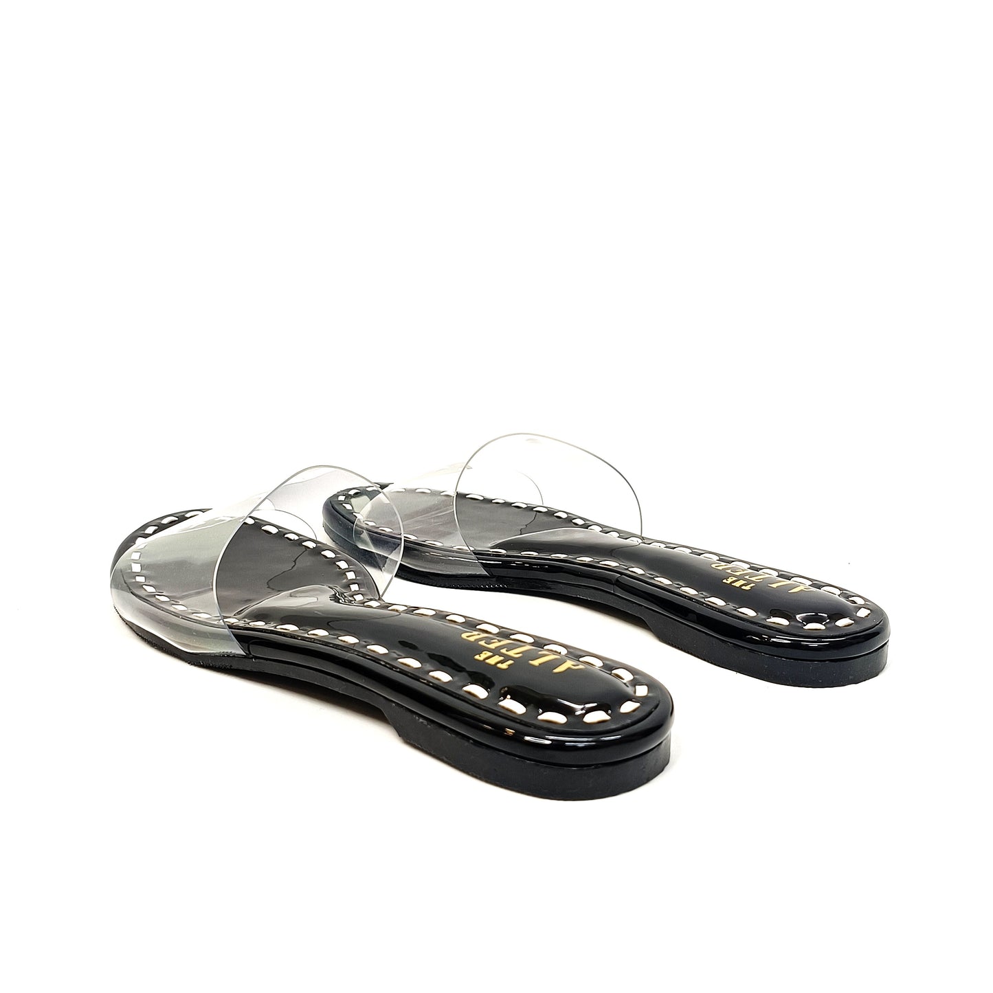 Black & White Clear Strap Flats
