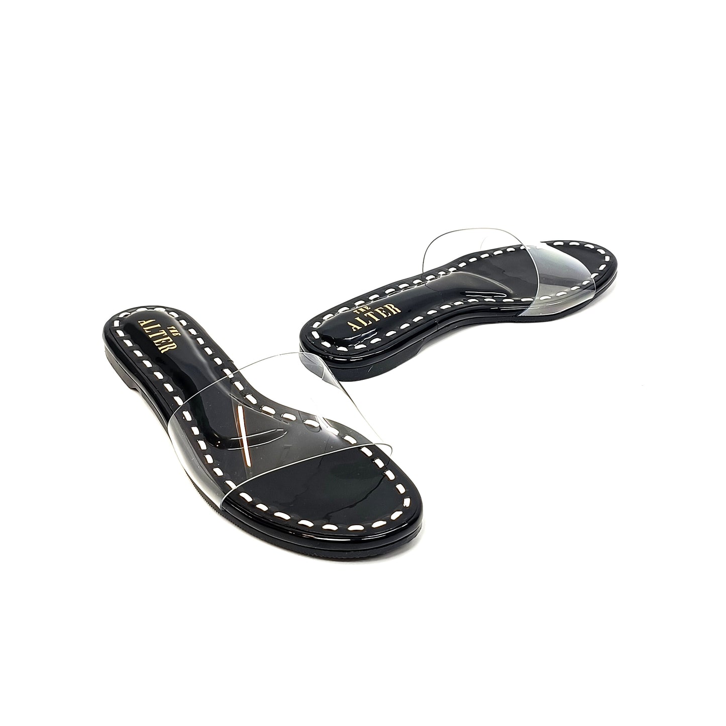Black & White Clear Strap Flats