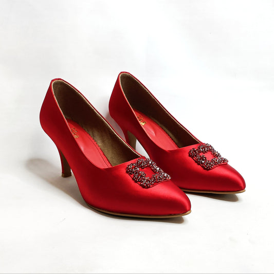 Riona Satin Embellished Pumps