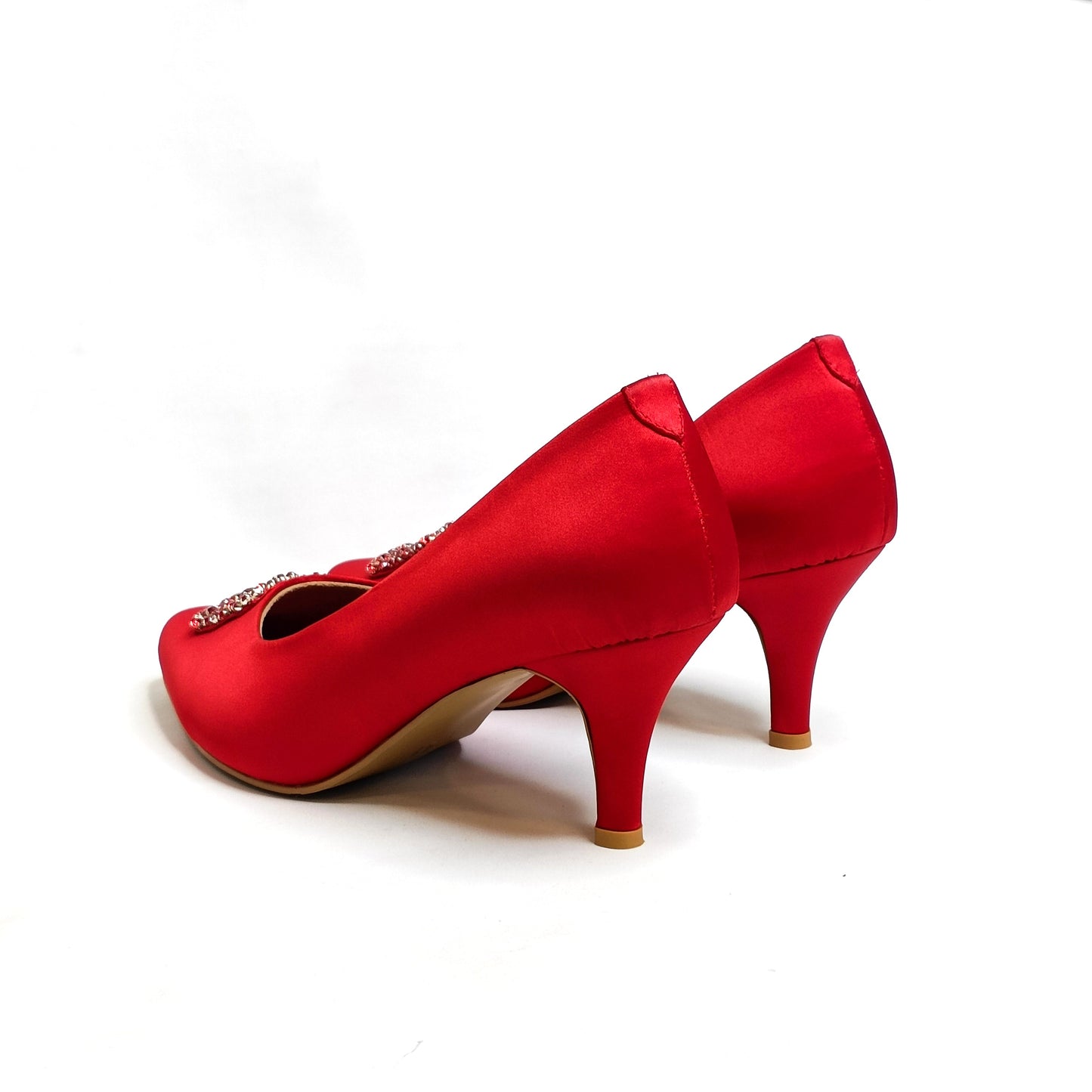 Riona Satin Embellished Pumps
