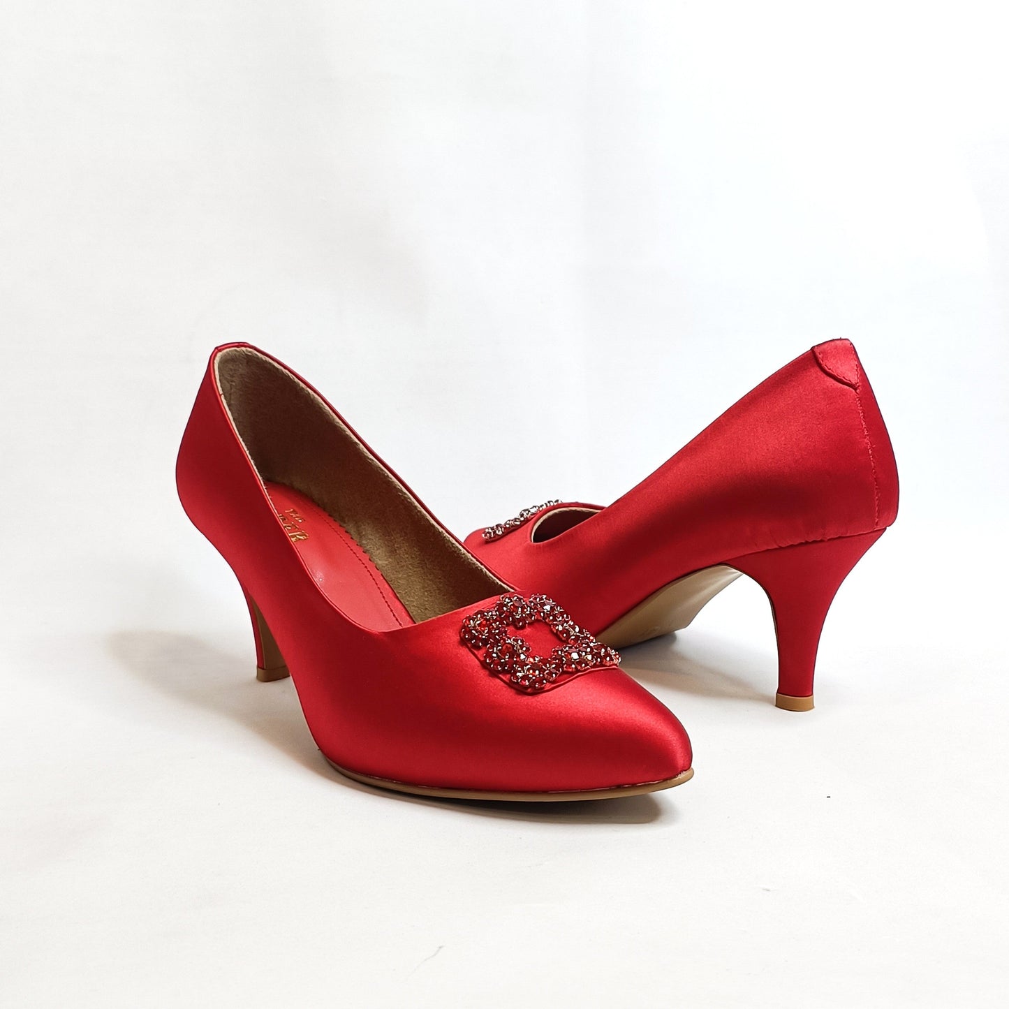 Riona Satin Embellished Pumps