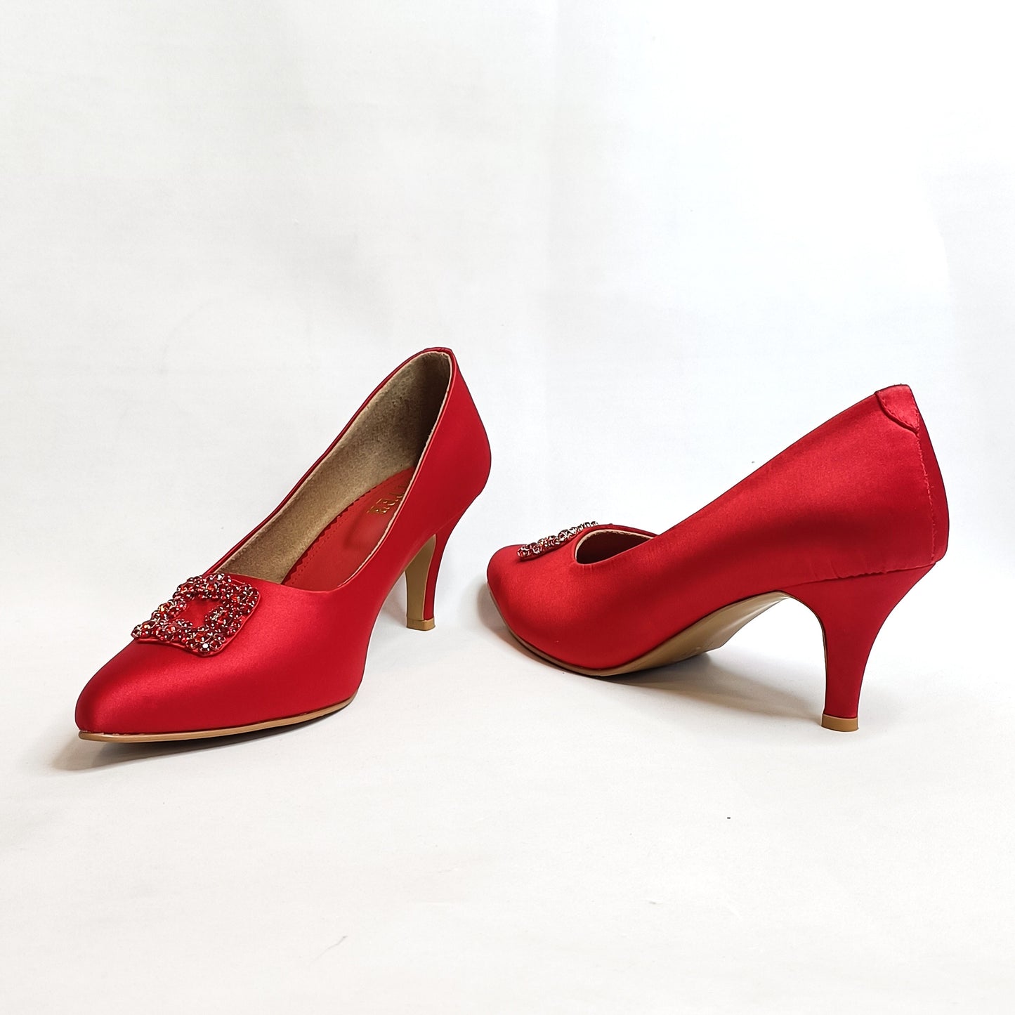 Riona Satin Embellished Pumps