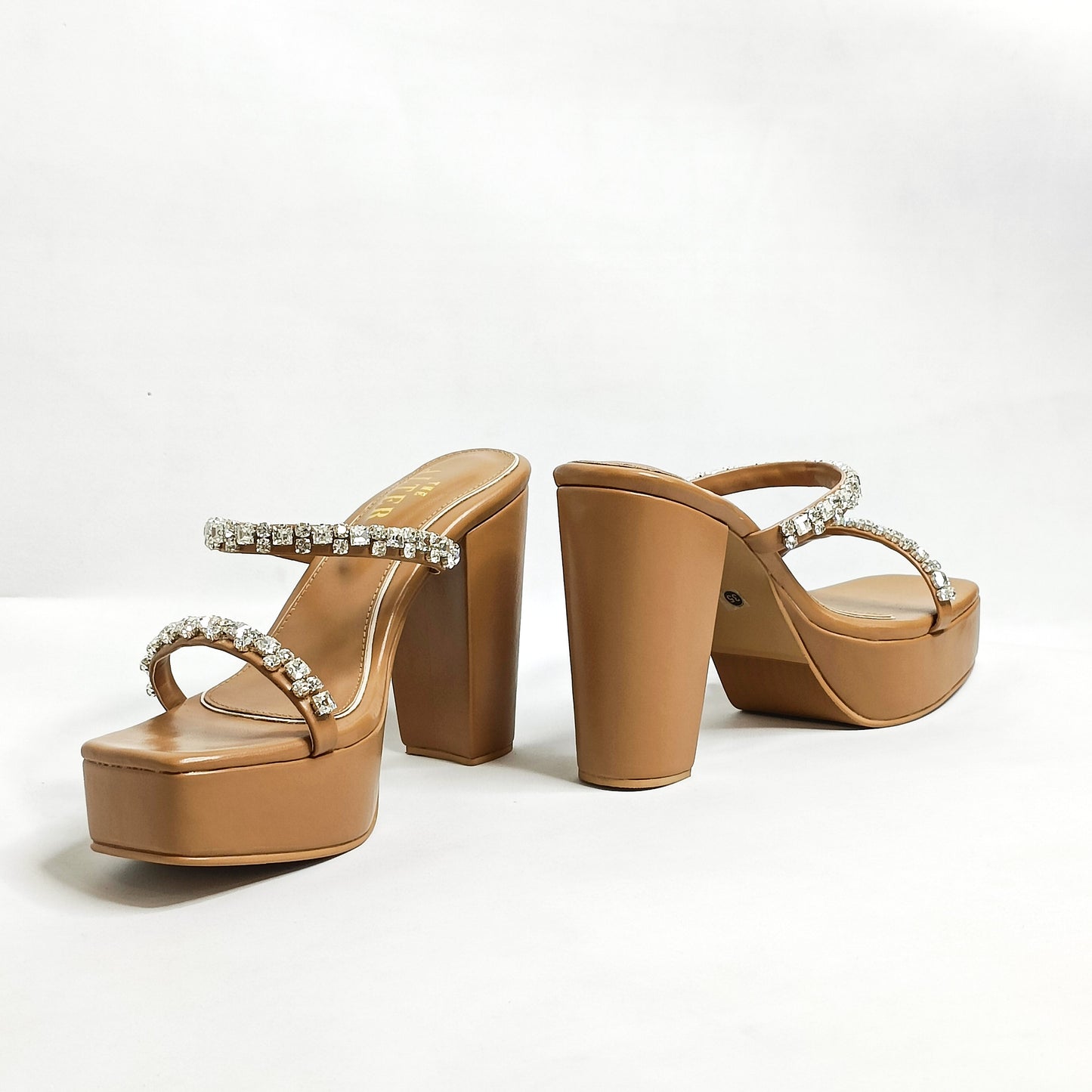 Alina Embellished Platform Block Heels