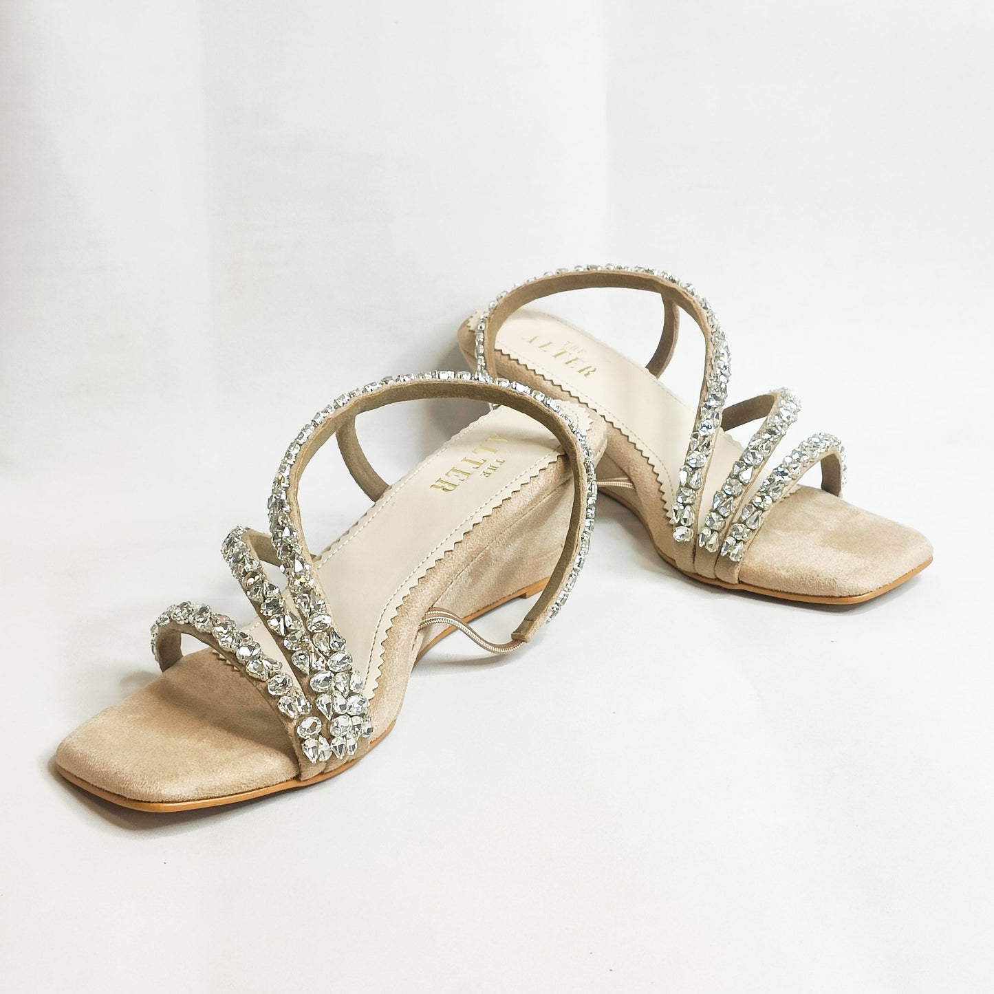 Kiara Embellished T Shaped  Wedges