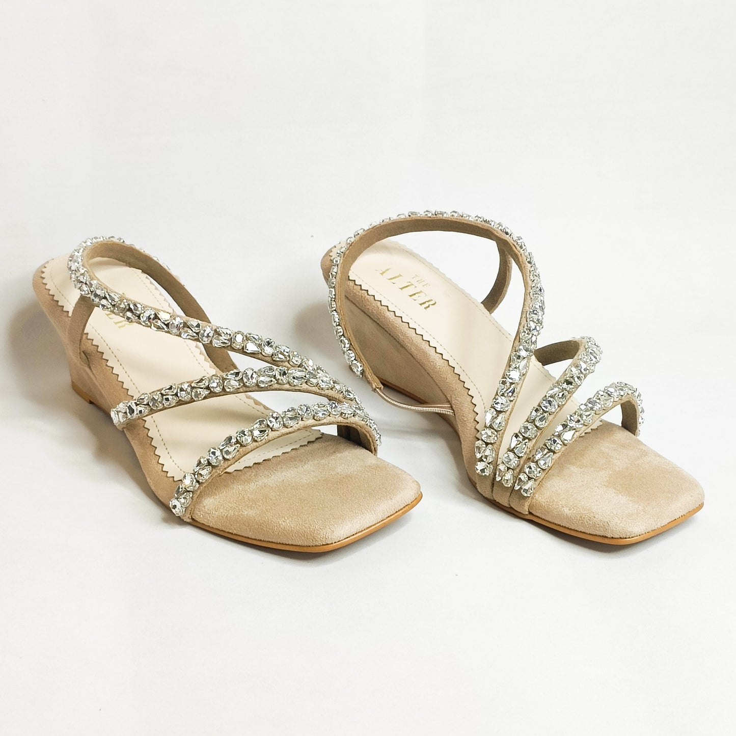 Kiara Embellished T Shaped  Wedges