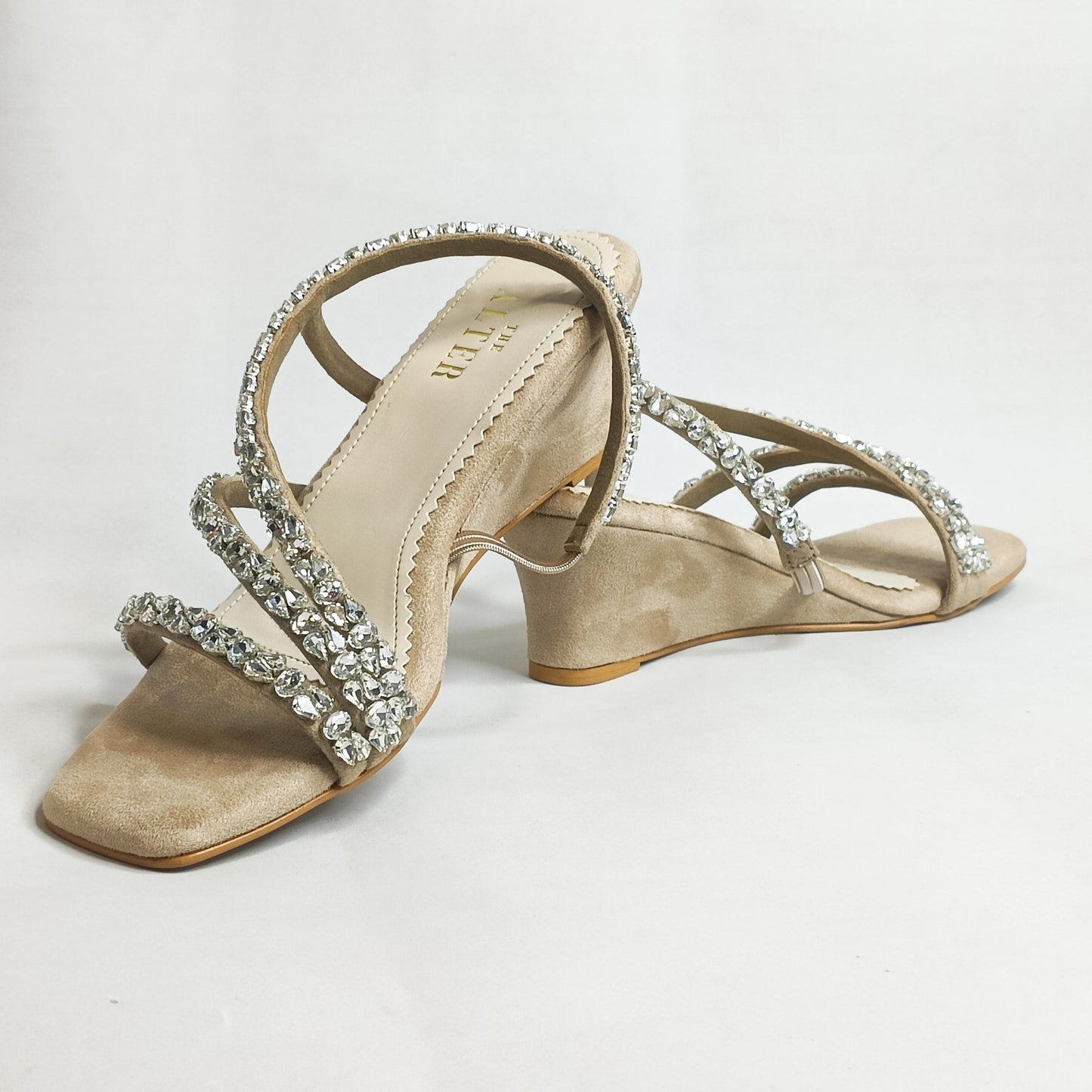 Kiara Embellished T Shaped  Wedges