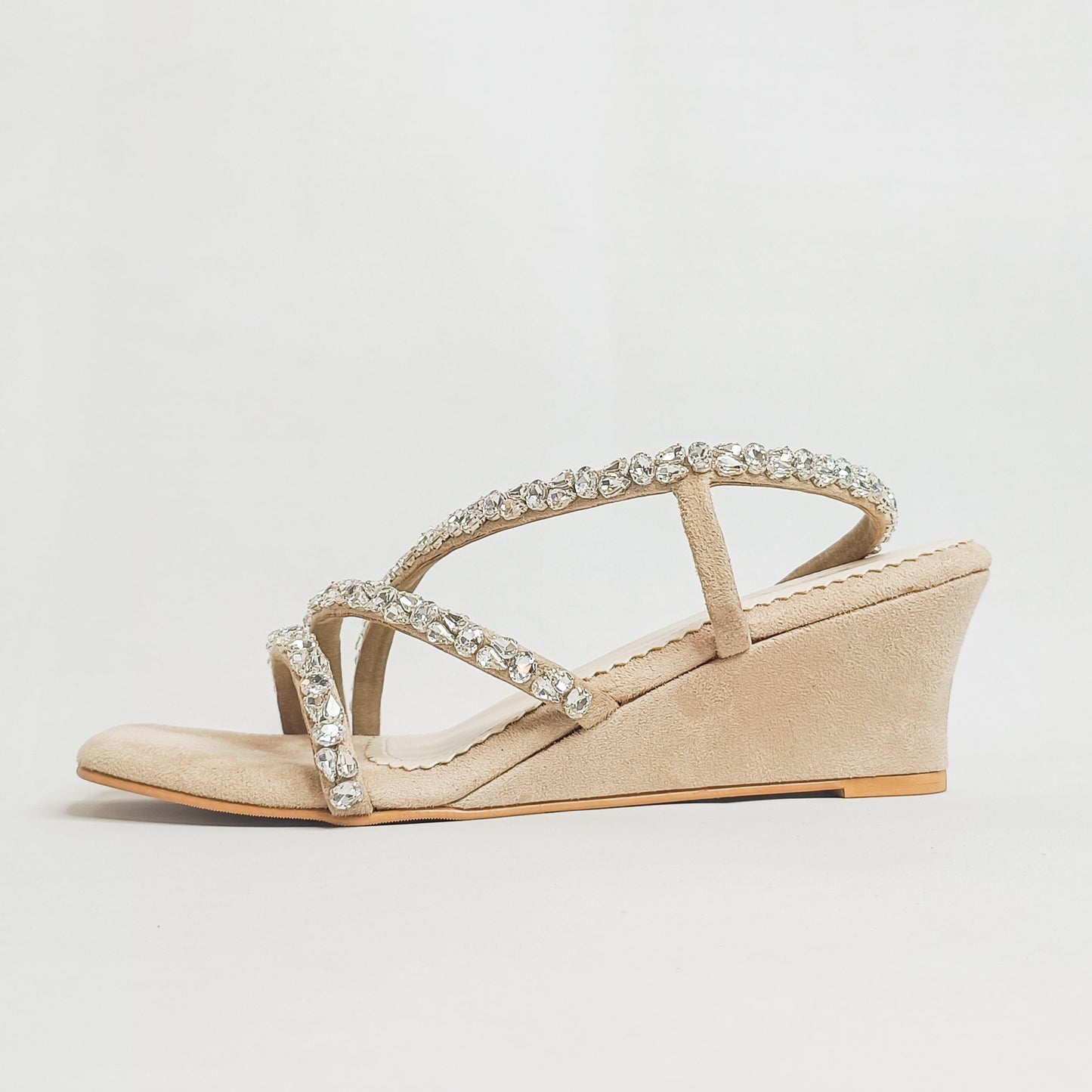 Kiara Embellished T Shaped  Wedges