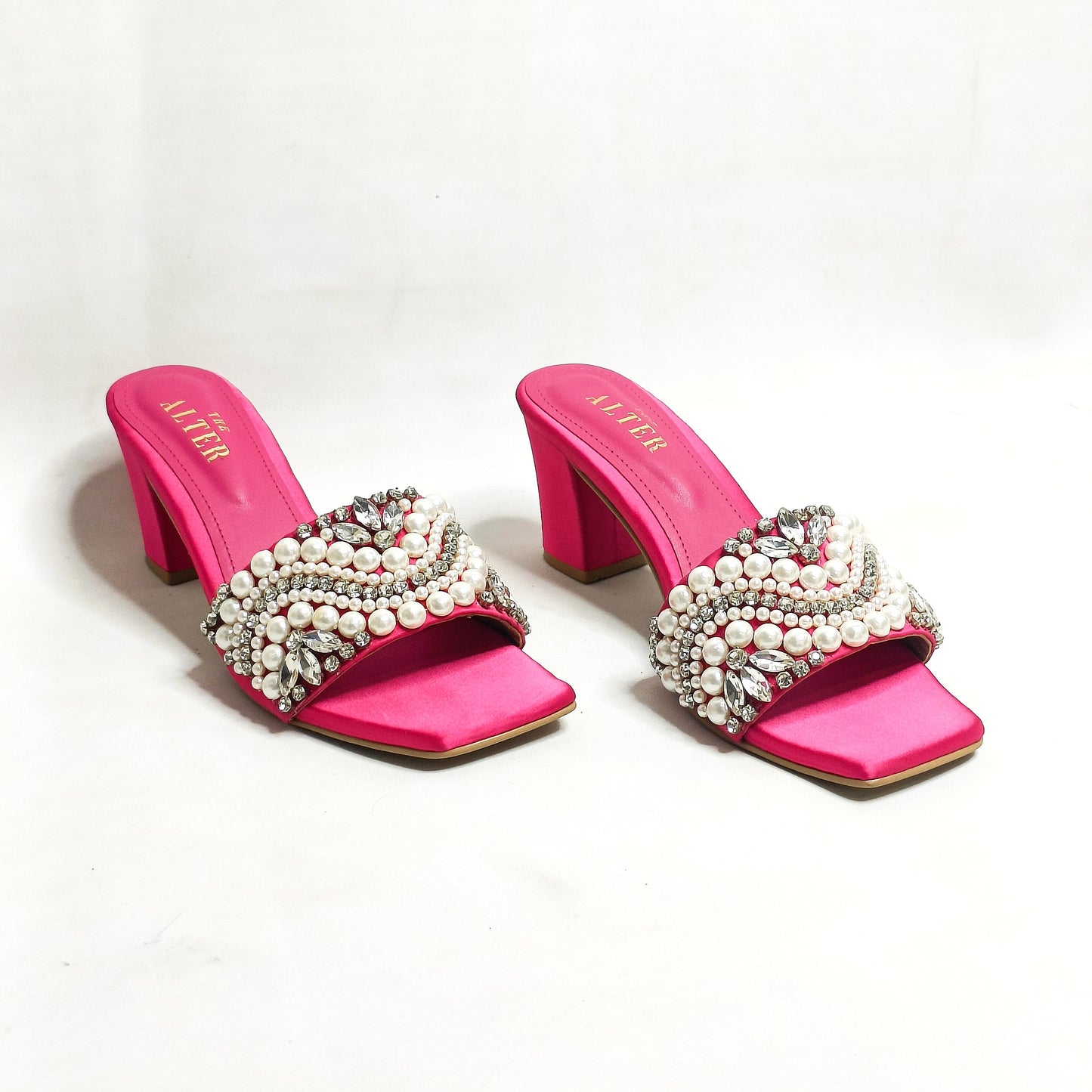 T Shaped Embellished Block Heels