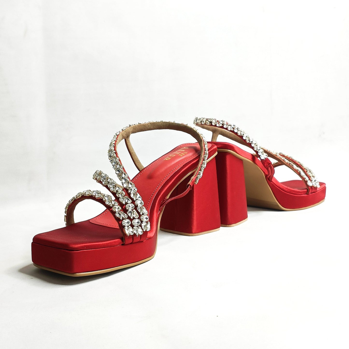 Kiara T shaped Embellished Block Heels