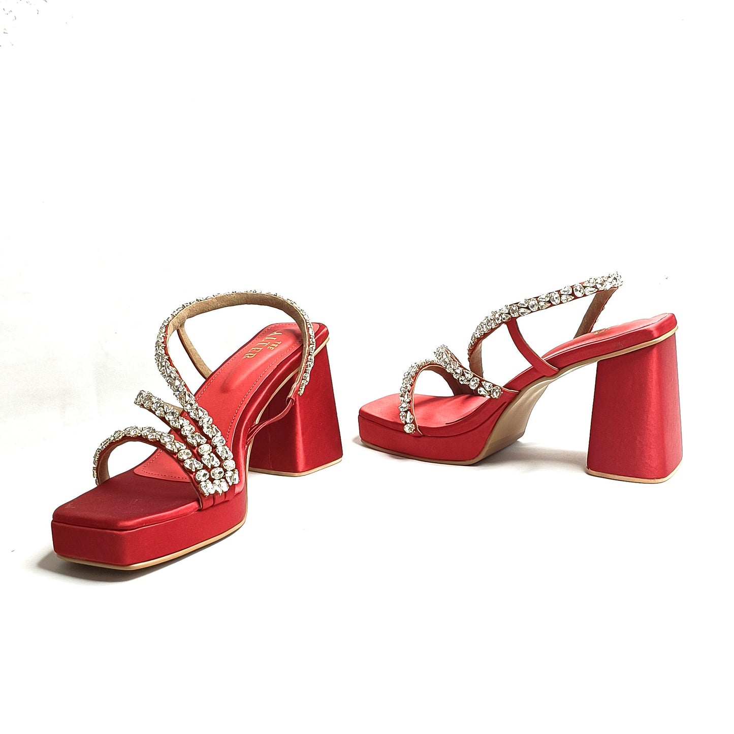 Kiara T shaped Embellished Block Heels