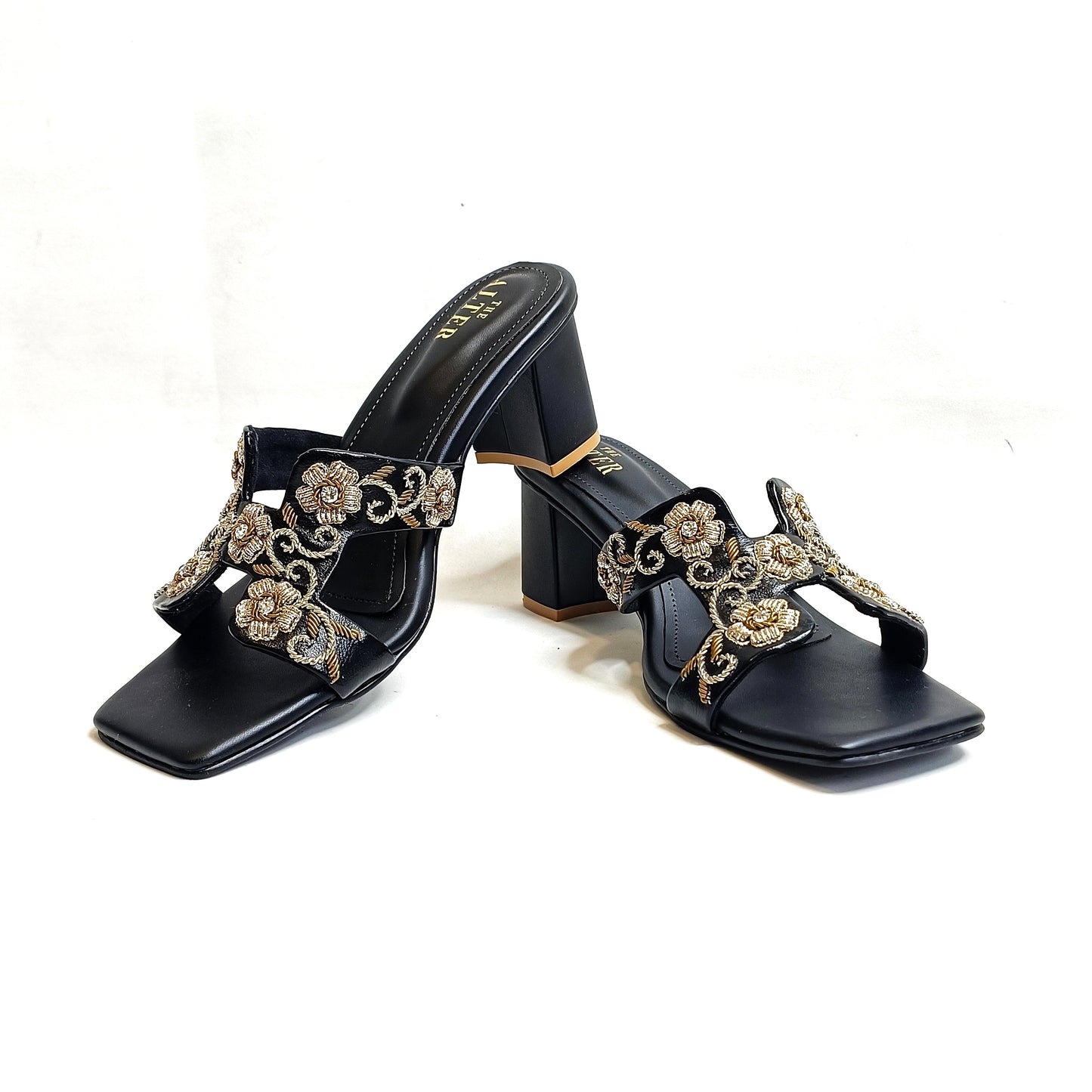 Meher Embroidered Block Heels