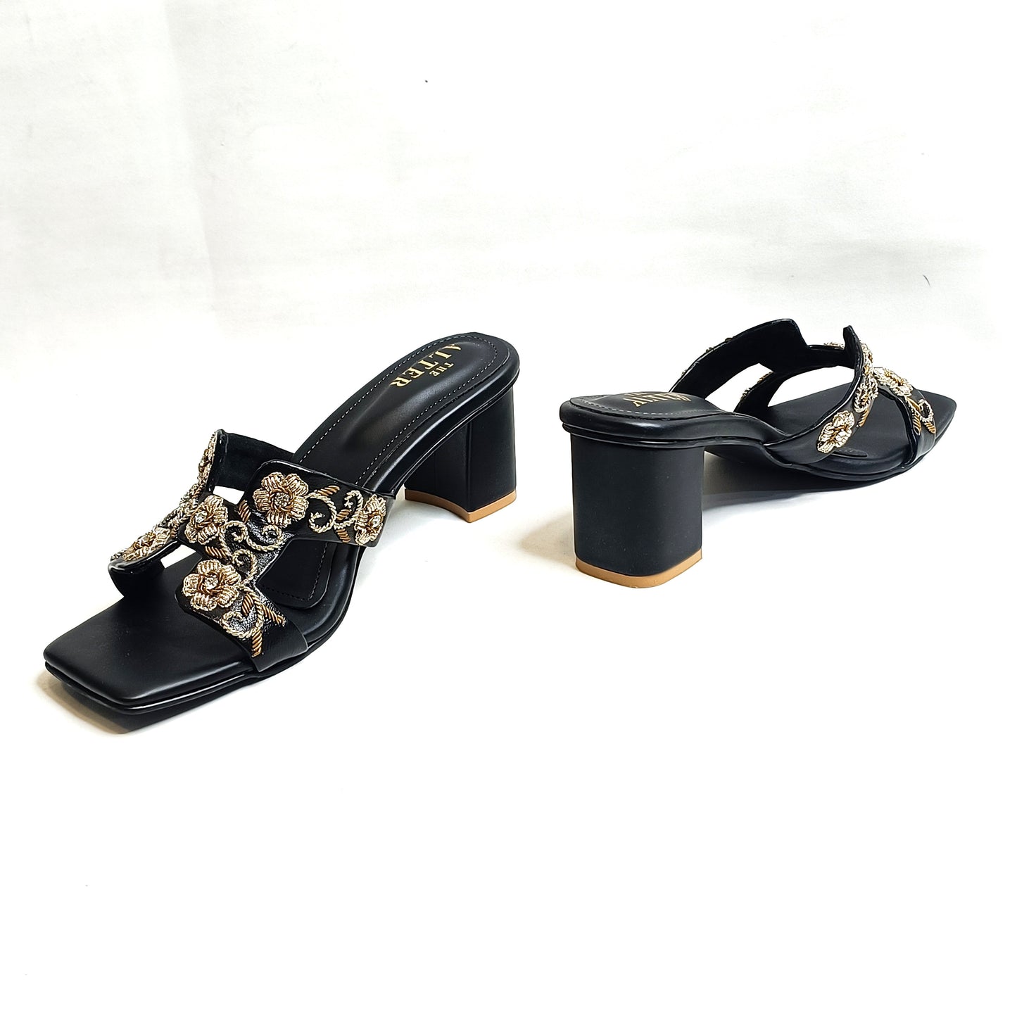 Meher Embroidered Block Heels